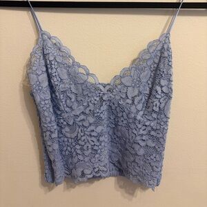 Lace Spaghetti Strap Top in Light Blue